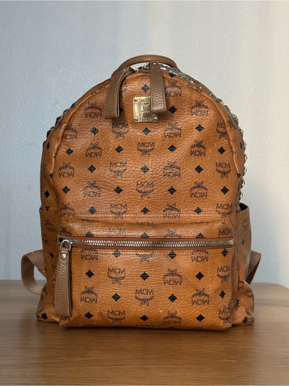MCM Studded Cognac Backpack